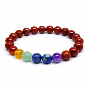 The Natural 7 Chakra with Red Jasper Bracelet (Report No: NGTL536174) is a certified 20.000 Gms accessory featuring 8.00 MM beads designed to provide grounding and energetic balance.