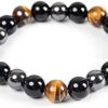 Natural Black Obsidian, Tiger’s Eye & Hematite Bracelet
