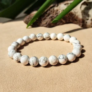 Howlite is a calming, milky-white stone with soft gray veining—loved for both its peaceful energy and minimalist look.