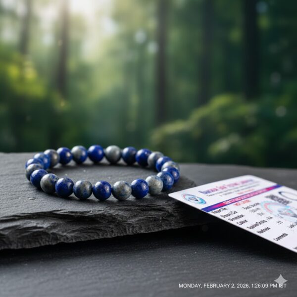 Lapis Lazuli is a celestial blue stone of wisdom and truth, famously adorned by royalty to enhance intellect and inner peace.